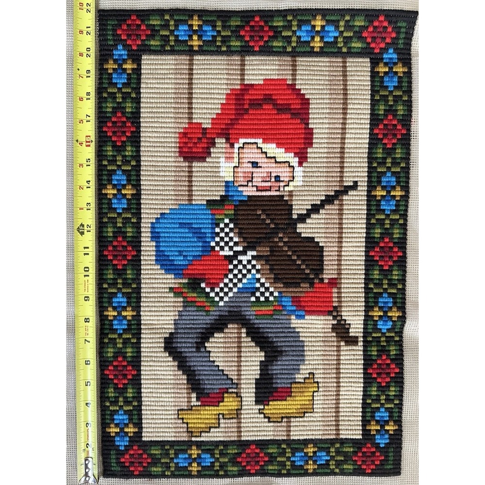 Norwegian Troll Long Stitch Needlepoint Scandinavian Folk Textile Panel (H)